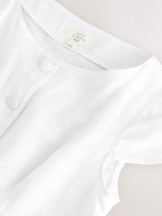White Linen Blend Structured Short Sleeve Top - Image 7 of 7