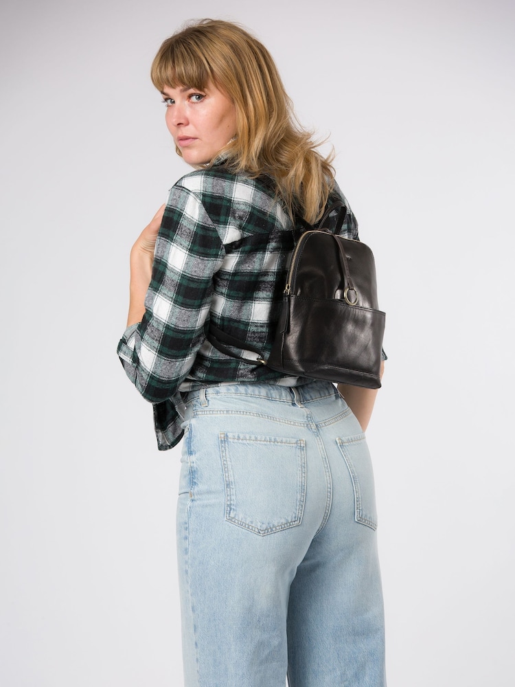 Conkca Adelle Leather Black Backpack - Image 1 of 2 Conkca Adelle Leather Black Backpack - Image 1 of 2