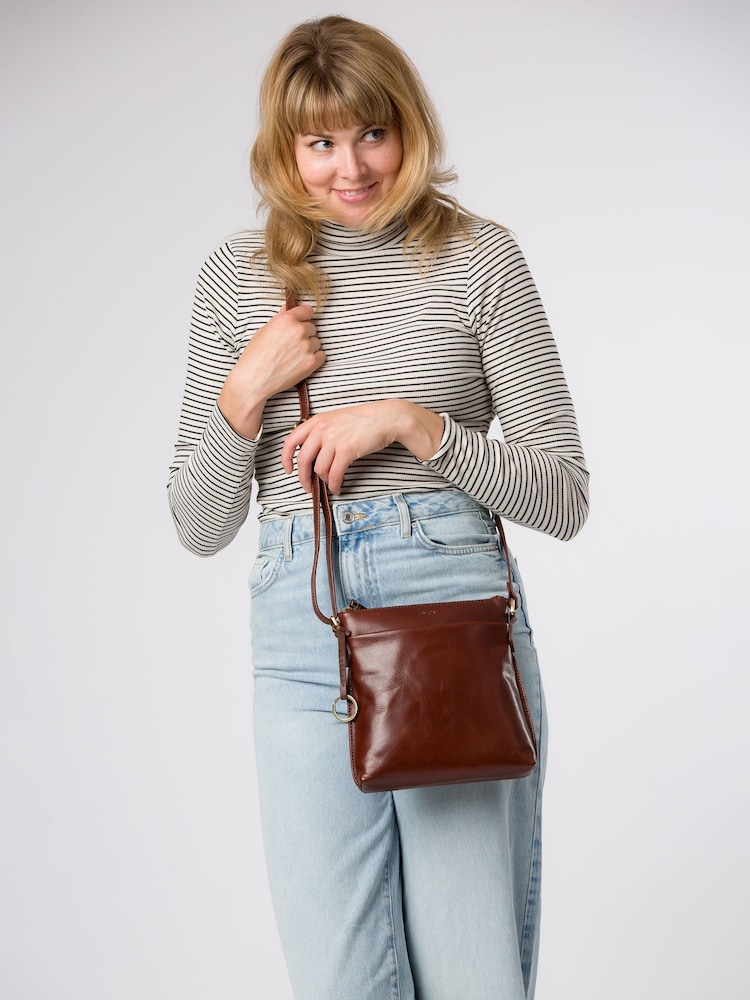 Conkca Cassia Leather Cross-Body Brown Bag - Image 1 of 3 Conkca Cassia Leather Cross-Body Brown Bag - Image 1 of 3