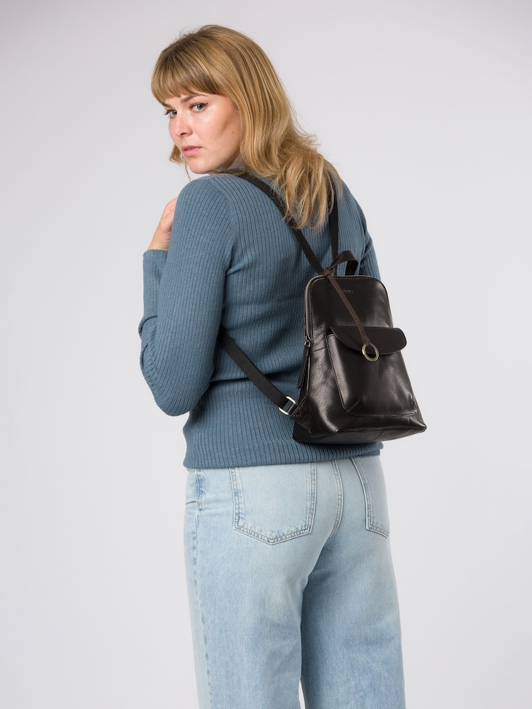 Conkca Brielle Leather Black Backpack - Image 2 of 7 Conkca Brielle Leather Black Backpack - Image 2 of 7