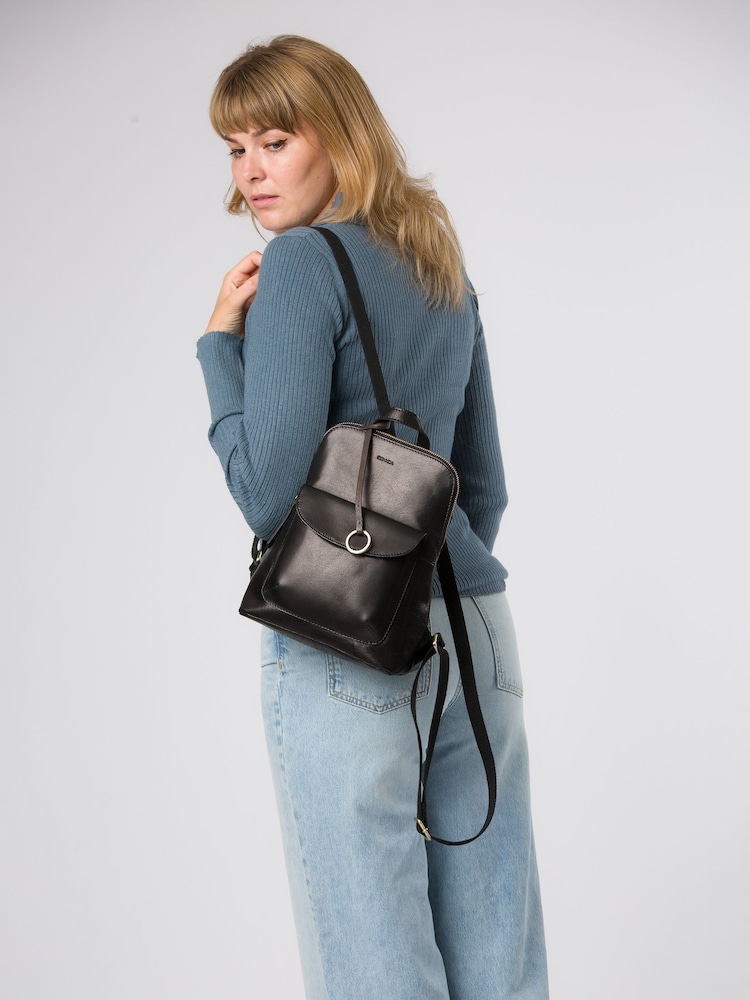 Conkca Brielle Leather Black Backpack - Image 7 of 7 Conkca Brielle Leather Black Backpack - Image 7 of 7