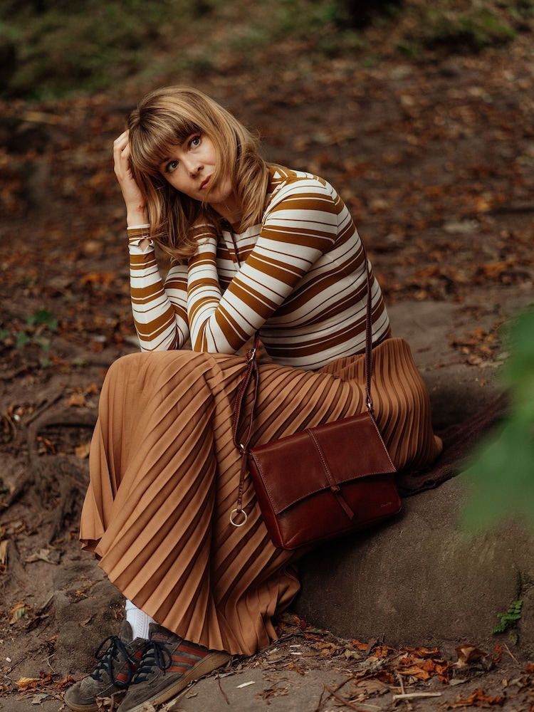 Conkca Myla Leather Cross-Body Brown Bag - Image 1 of 1 Conkca Myla Leather Cross-Body Brown Bag - Image 1 of 1