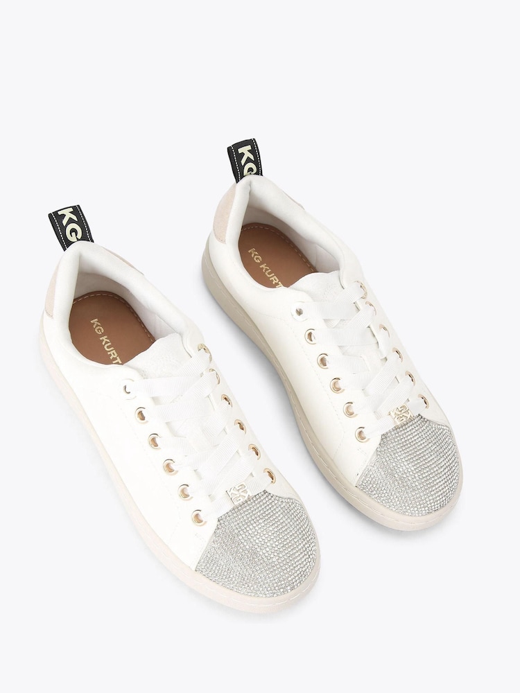 KG Kurt Geiger White Liza Lace Up Gem Trainers - Image 2 of 4 KG Kurt Geiger White Liza Lace Up Gem Trainers - Image 2 of 4