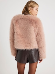 River Island Pink Short Faux Fur Coat - Image 2 of 4