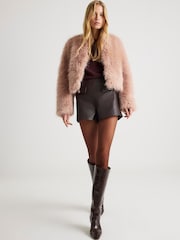 River Island Pink Short Faux Fur Coat - Image 3 of 4