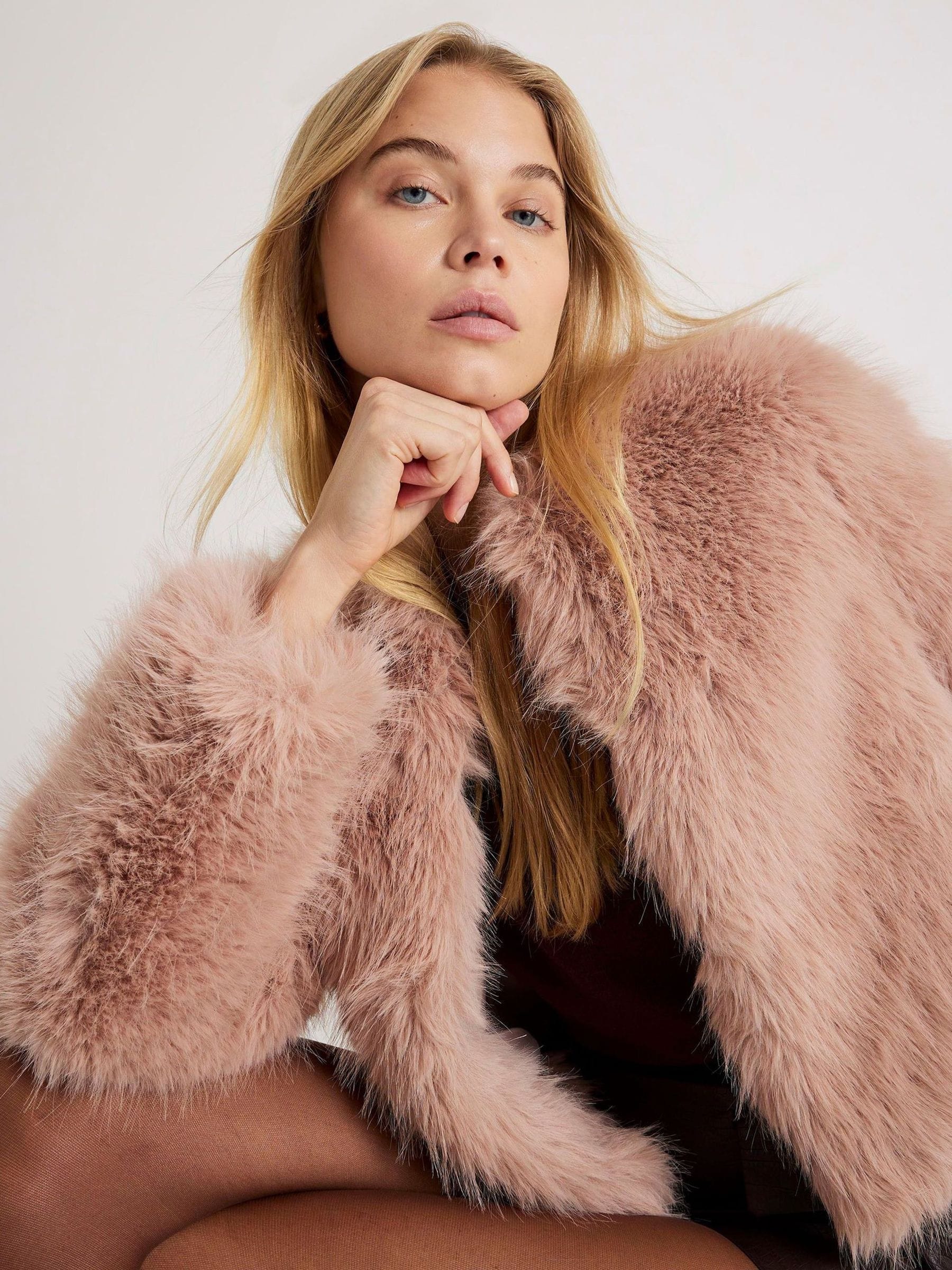 Buy River Island Pink Short Faux Fur Coat from Next Australia