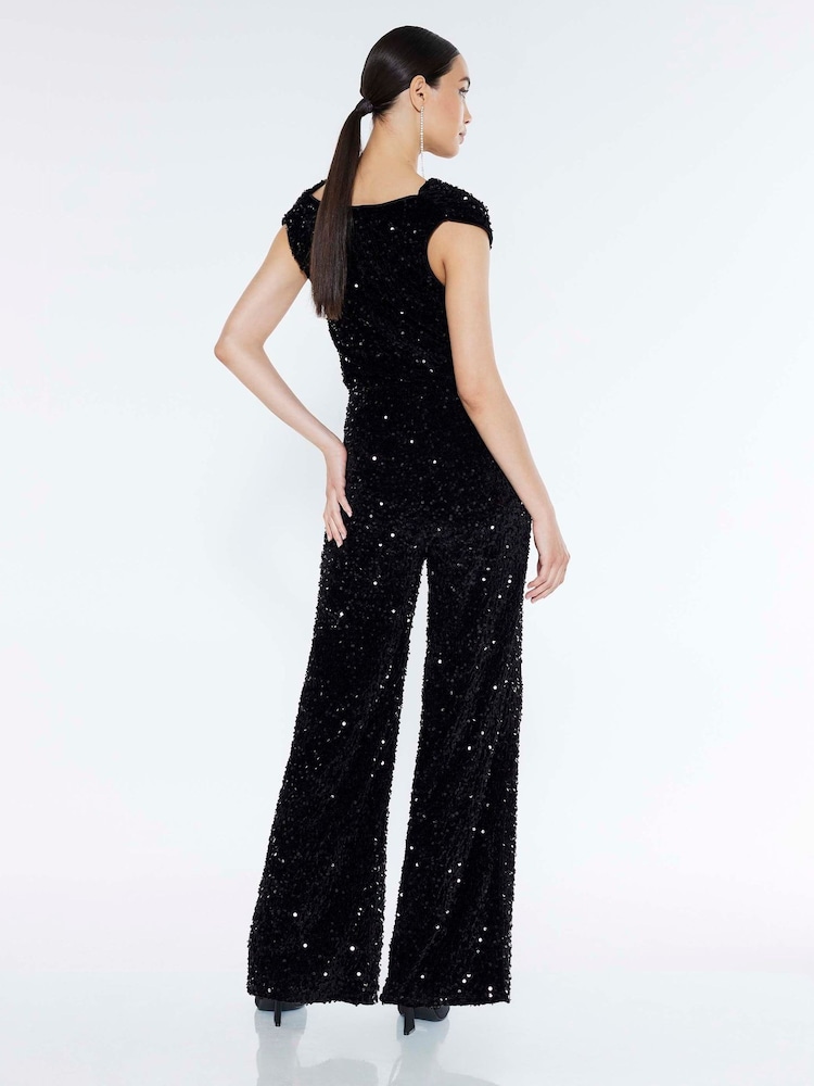 River Island Black Sequin Cowl Neck Jumpsuit - Image 2 of 4