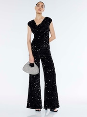River Island Black Sequin Cowl Neck Jumpsuit - Image 3 of 4