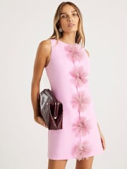 River Island Pink 3D Flower Shift Dress - Image 1 of 4