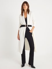 River Island Cream Belted Shawl Maxi Cardigan - Image 1 of 4