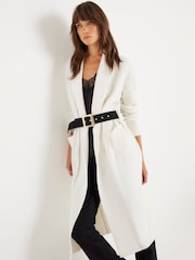 River Island Cream Belted Shawl Maxi Cardigan - Image 3 of 4