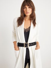 River Island Cream Belted Shawl Maxi Cardigan - Image 4 of 4