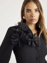 River Island Black 3D Flower Collarless Blazer - Image 3 of 4