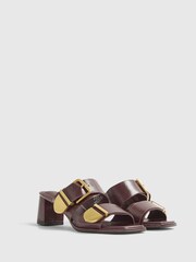 River Island Red Double Buckle Block Sandals - Image 2 of 5