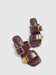 River Island Red Double Buckle Block Sandals - Image 3 of 5