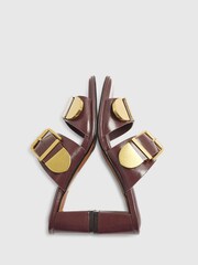 River Island Red Double Buckle Block Sandals - Image 5 of 5