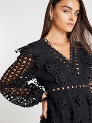 River Island Black Long Sleeve Lace Mini Dress - Image 2 of 4