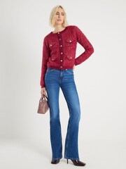 River Island Red Boucle Cardigan - Image 1 of 4
