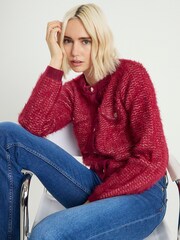 River Island Red Boucle Cardigan - Image 2 of 4