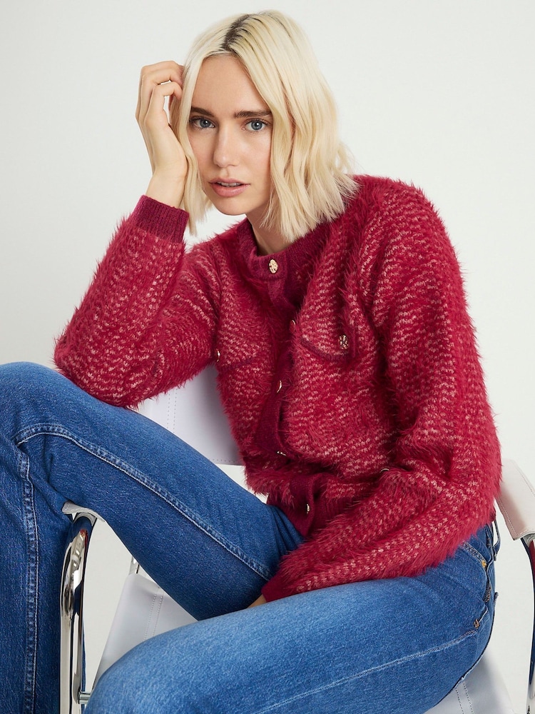 River Island Red Boucle Cardigan - Image 2 of 4