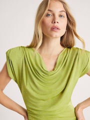 River Island Green Embellished Trim Drape Mini Dress - Image 3 of 4