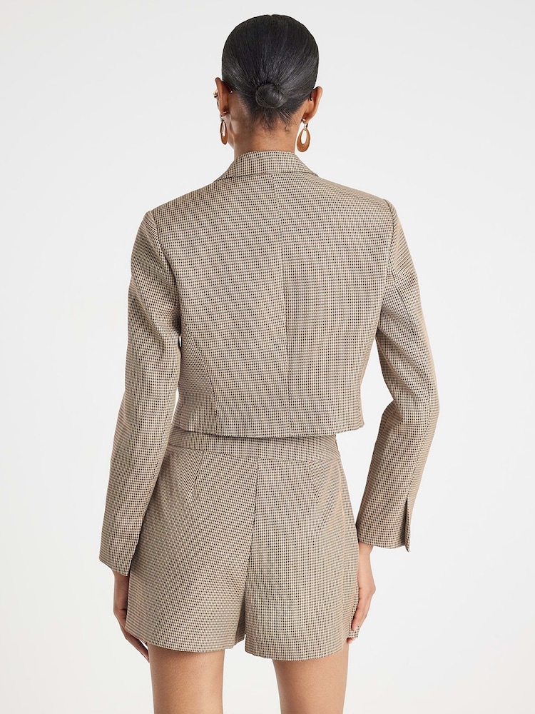River Island Brown Check Cropped Blazer - Image 2 of 4