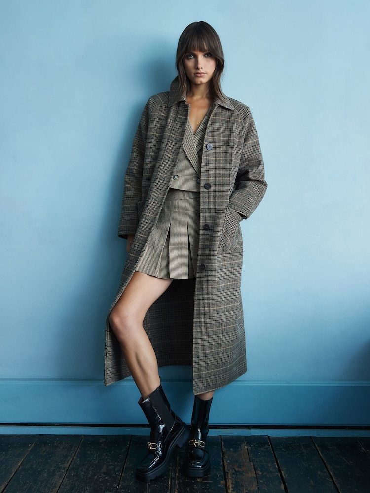River Island Brown Check Cropped Blazer - Image 4 of 4