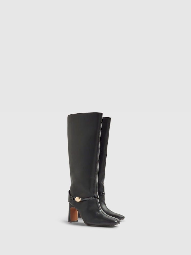River Island Black Straight Knee High Boots - Image 2 of 5 River Island Black Straight Knee High Boots - Image 2 of 5