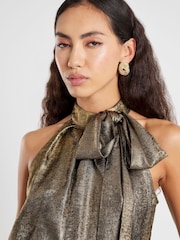 River Island Gold Metallic Halter Neck Top - Image 3 of 4