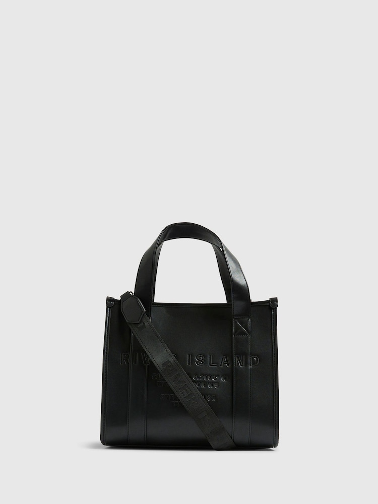 River Island Black Medium Embroidered Tote Bag - Image 1 of 6