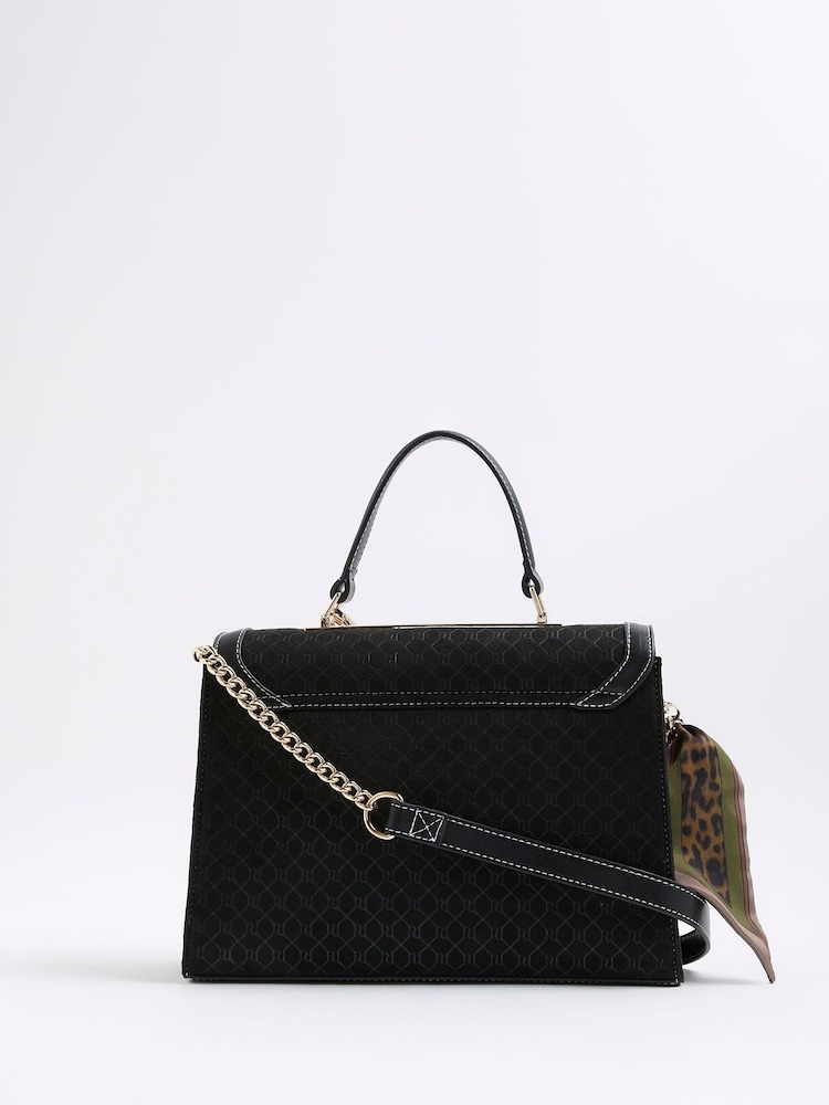 River Island Black Medium Suedette Charm Tote Bag - Image 2 of 6