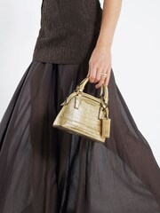 River Island Gold Mini Croc Texture Cross Body Bag - Image 6 of 6