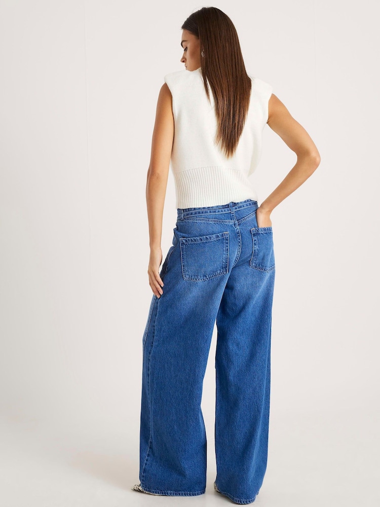 River Island Blue Mid Rise Baggy Jeans - Image 2 of 4