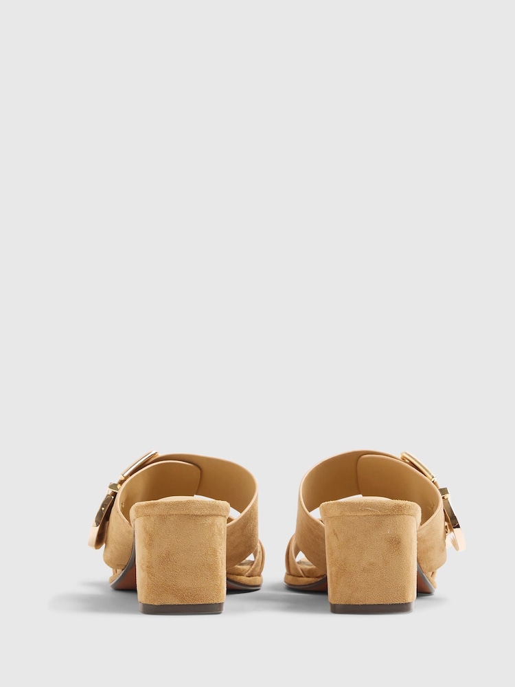 River Island Brown Double Buckle Block Sandals - Image 2 of 5
