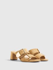 River Island Brown Double Buckle Block Sandals - Image 3 of 5