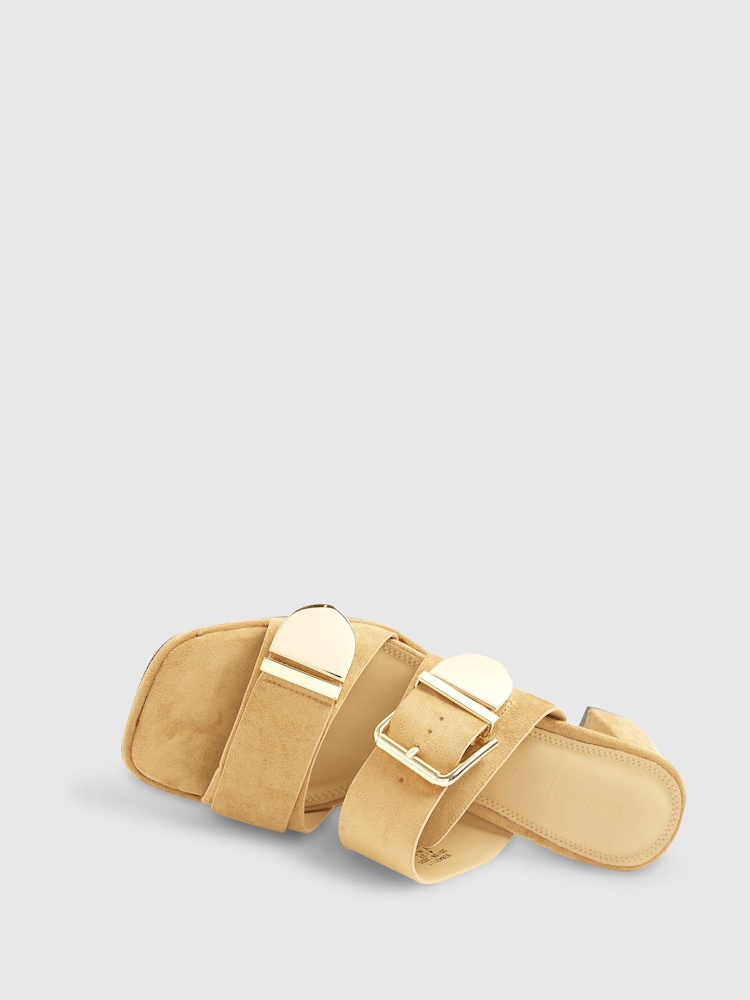 River Island Brown Double Buckle Block Sandals - Image 5 of 5
