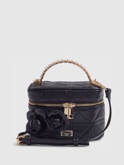 River Island Black Quilted Pearl Handle Vanity Bag - Image 1 of 5