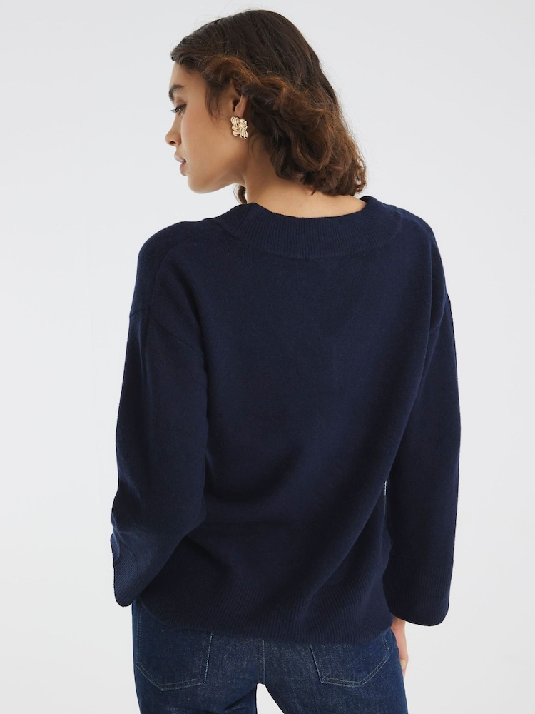 River Island Blue V Neck Jumper - Image 4 of 4