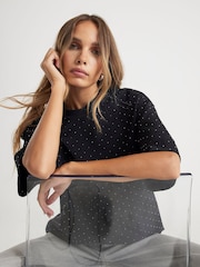 River Island Black Premium Diamante T-Shirt - Image 3 of 4
