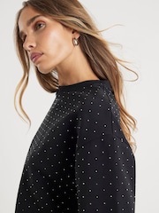 River Island Black Premium Diamante T-Shirt - Image 4 of 4