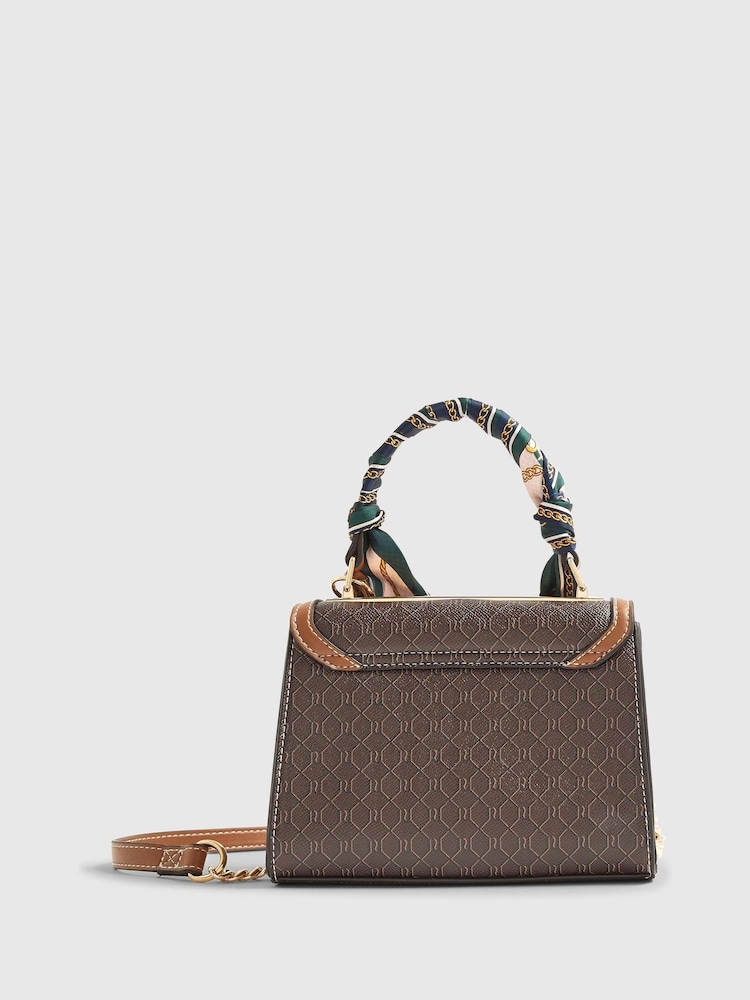 River Island Brown Mini Monogram Scarf Tote Bag - Image 2 of 5