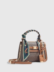 River Island Brown Mini Monogram Scarf Tote Bag - Image 3 of 5