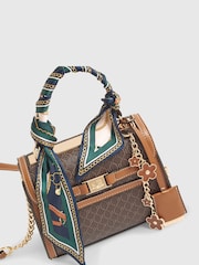 River Island Brown Mini Monogram Scarf Tote Bag - Image 4 of 5