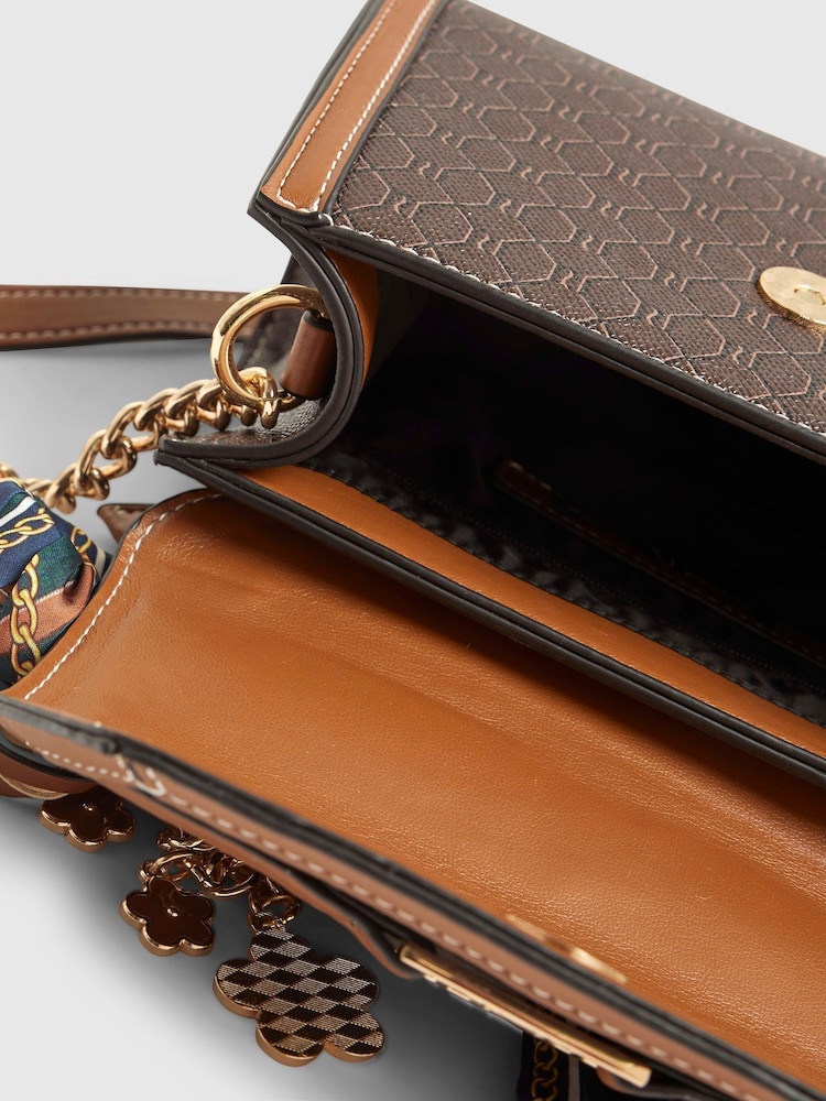 River Island Brown Mini Monogram Scarf Tote Bag - Image 5 of 5