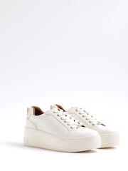 River Island White Woven Lace-Up Trainers - Image 4 of 6