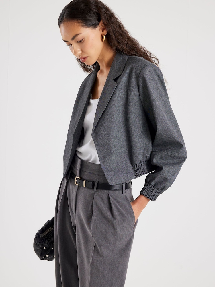 River Island Grey Collared Smart Bomber Jacket - Image 1 of 2 River Island Grey Collared Smart Bomber Jacket - Image 1 of 2