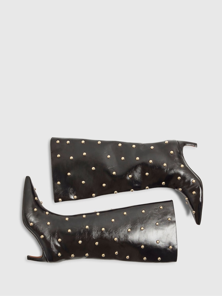 River Island Black Studded Straight High Leg Boot - Image 5 of 5