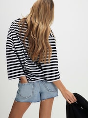 River Island Blue Ripped Denim Shorts - Image 3 of 4