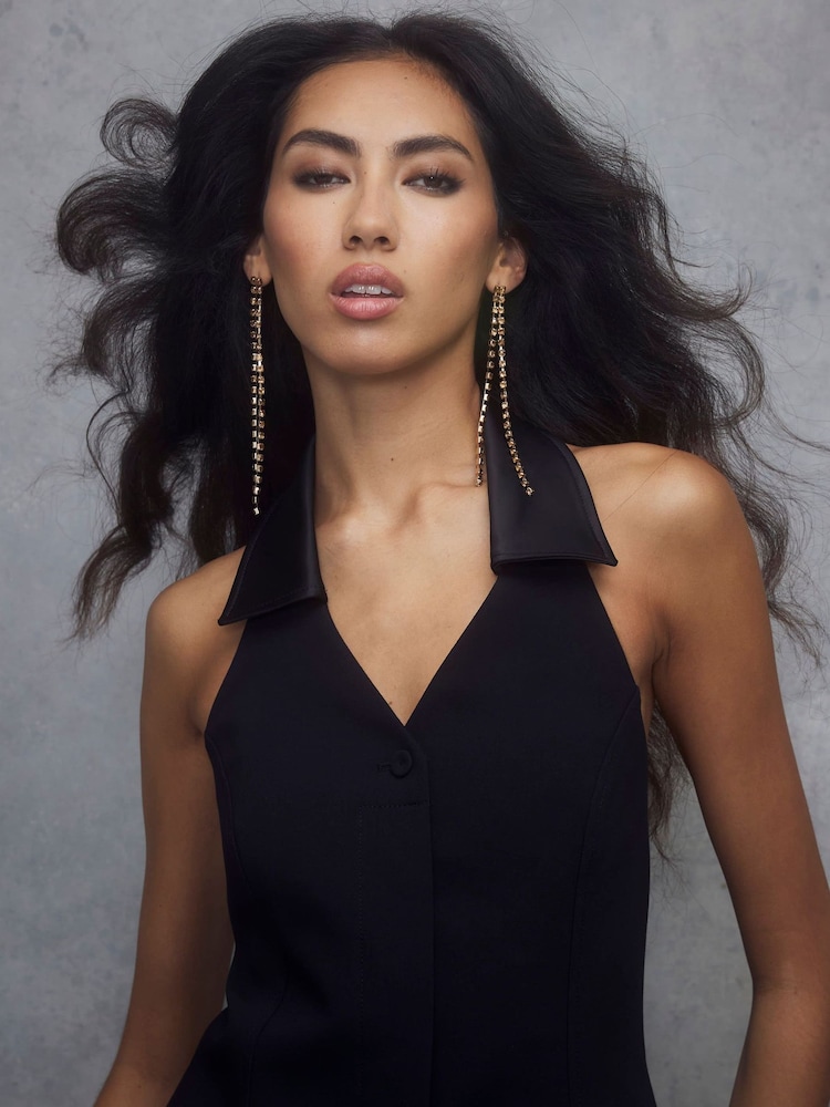 River Island Black Halterneck Contrast Tux Top - Image 4 of 4 River Island Black Halterneck Contrast Tux Top - Image 4 of 4