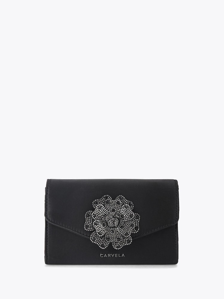 Carvela Black Carvela Black Fiore Flower Clutch Bag - Image 1 of 4 Carvela Black Carvela Black Fiore Flower Clutch Bag - Image 1 of 4